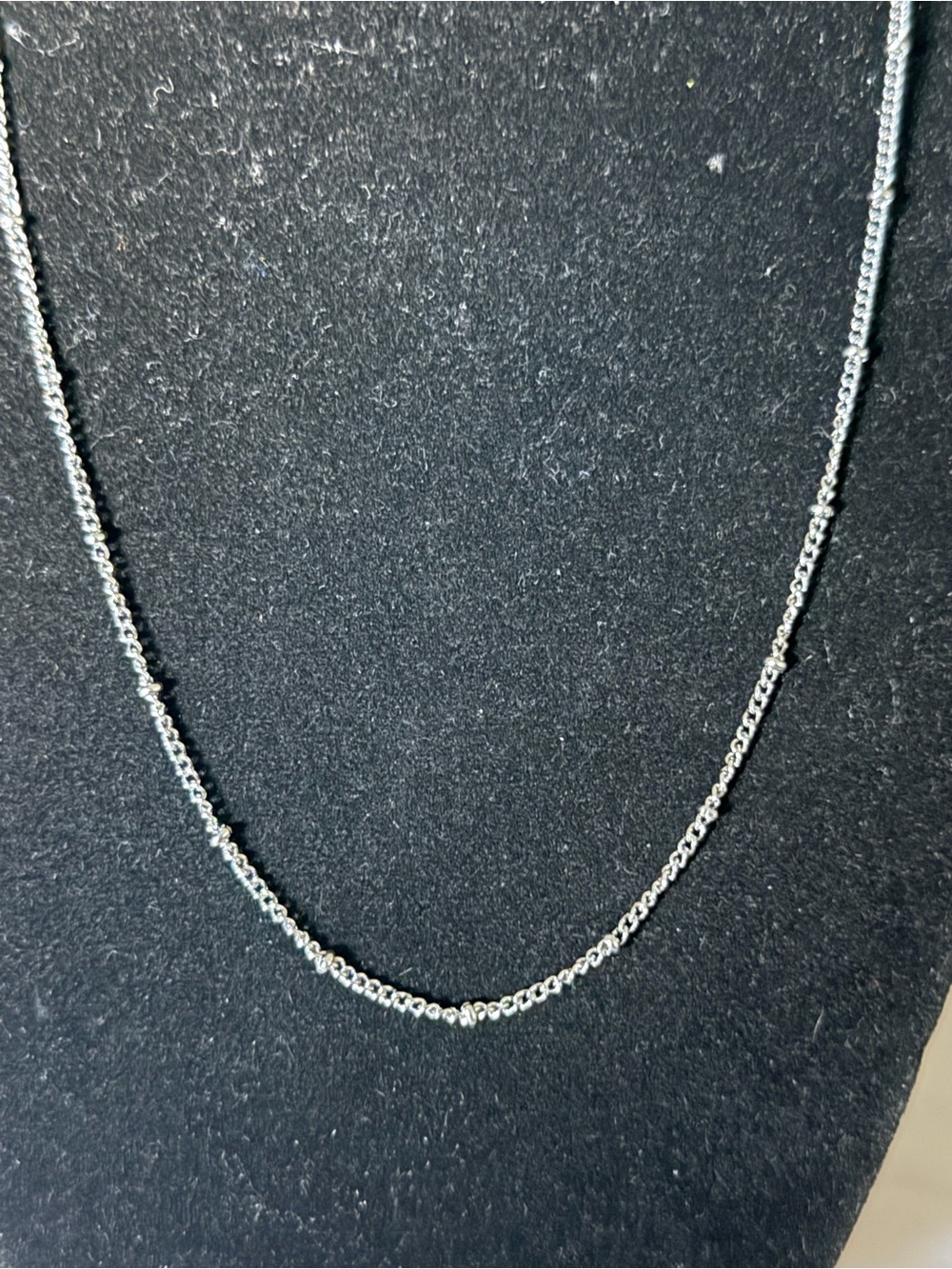Delicate Silver Beaded Chain Necklace